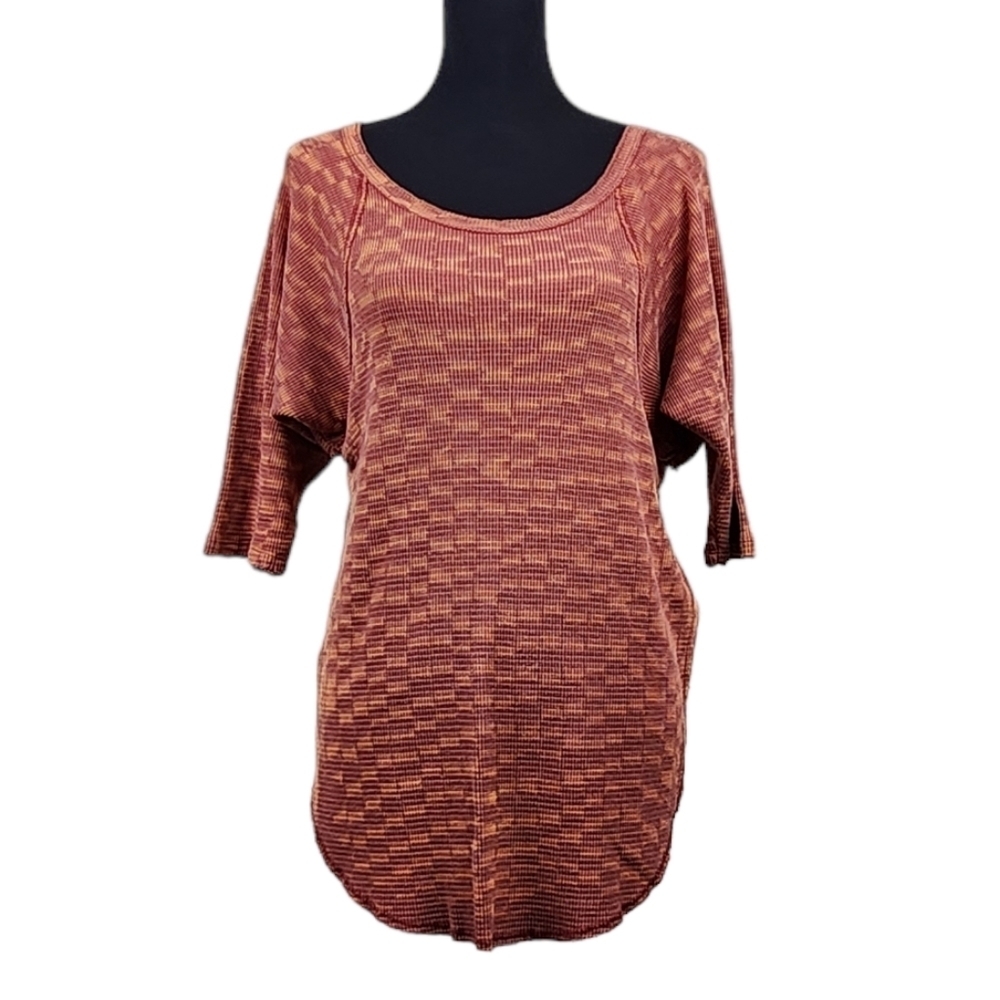 Free People / We The Free Burnt Orange 3/4 sleeve Cotton Shirt Size Small